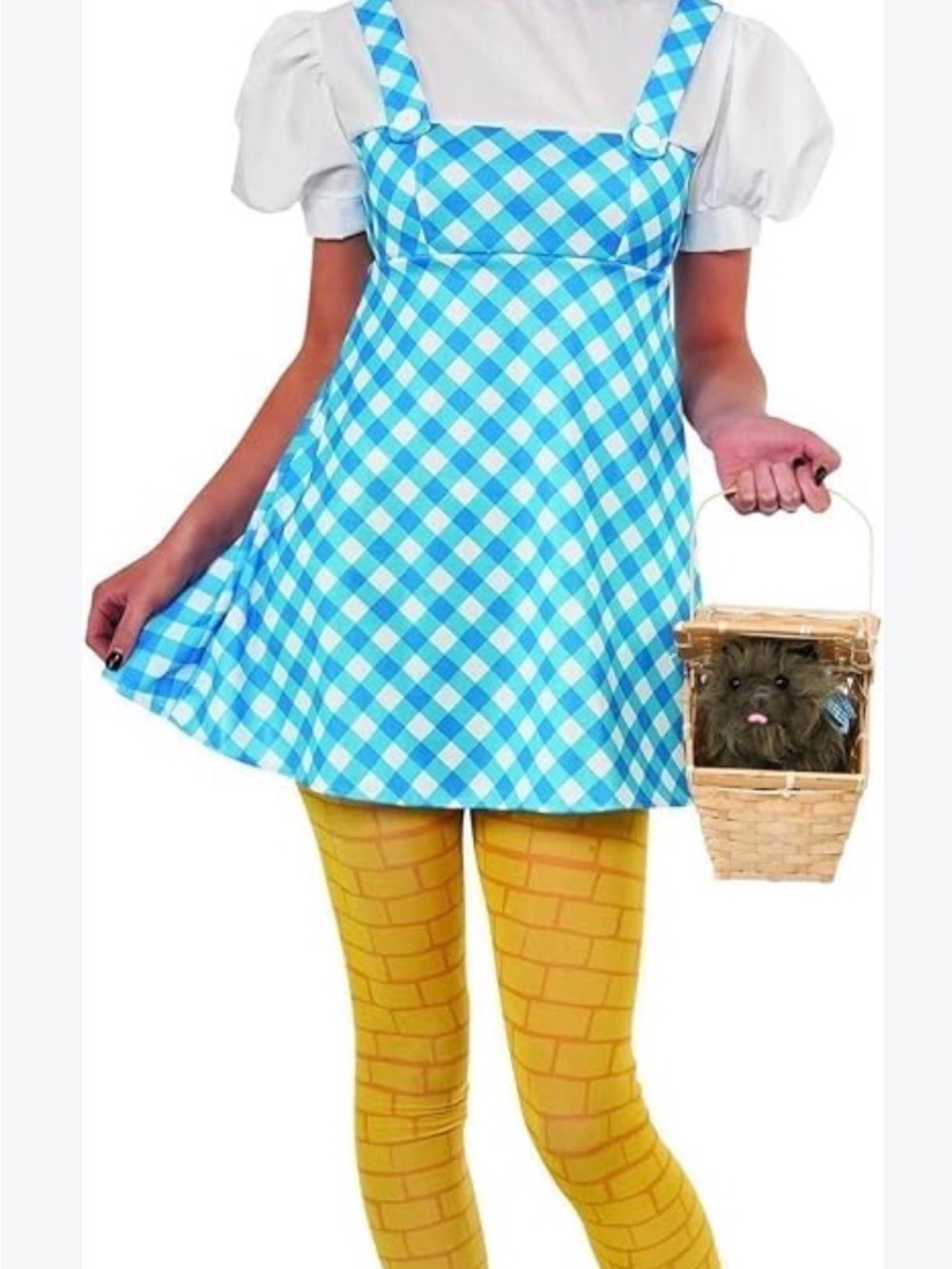 Rubie's Blue Gingham Pinafore Dress with Yellow Brick Tights
